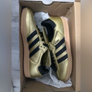 Adidas Samba Metallic Gold and Black Sneakers